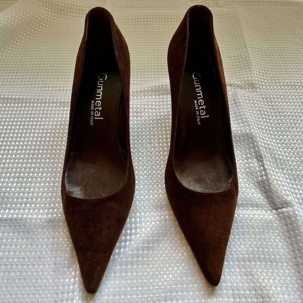 Gunmetal Suede Brown Pumps Size 36